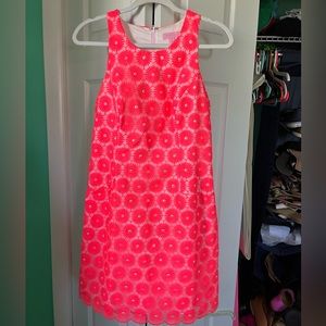 Lilly Pulitzer Neon Embroidered Floral and Pearl Scalloped Dress